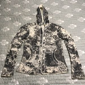 Calvin Klein Black & Cream Patterned Zip Hoodie